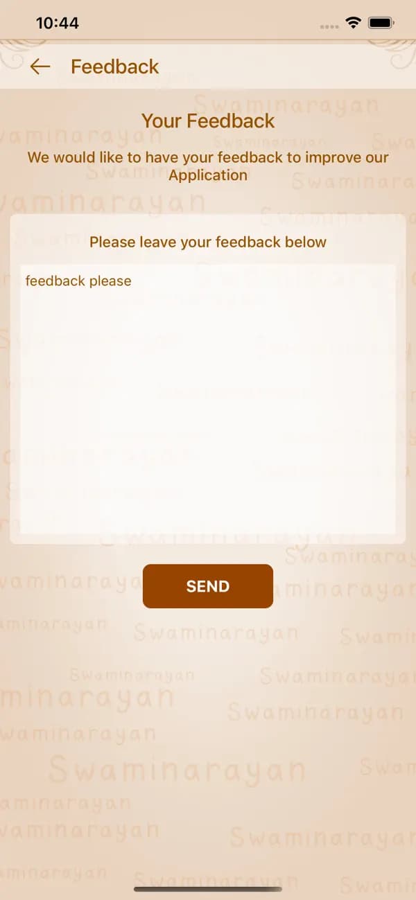Feedback screen in the Loyadham Jap Yagna app