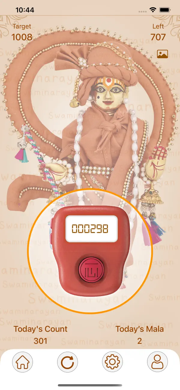 Digital japa mala counter in the Loyadham Jap Yagna app