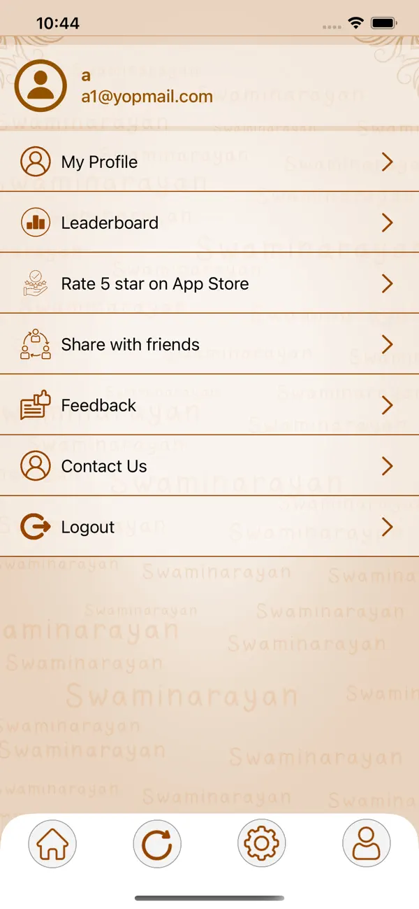 Profile and leaderboard screen in the Loyadham Jap Yagna app