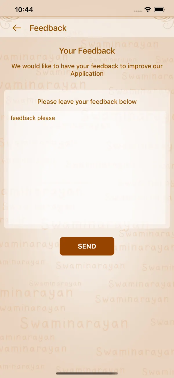 Feedback screen in the Loyadham Jap Yagna app